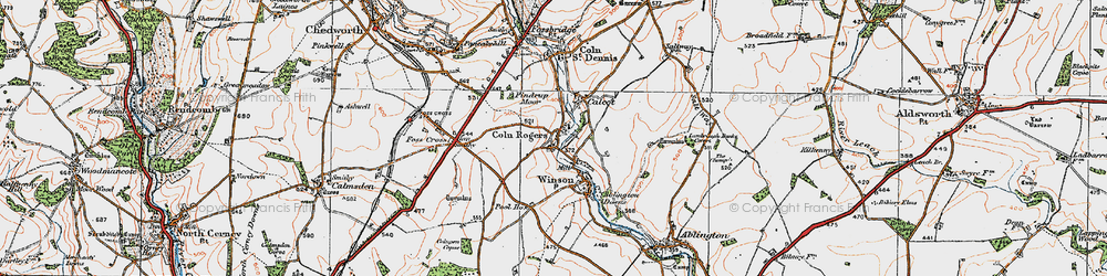 Old map of Coln Rogers in 1919