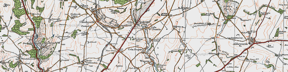 Old map of Coln St Dennis in 1919