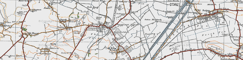 Old map of Colnefields in 1920