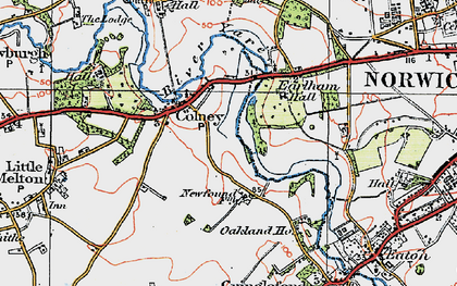 Old map of Colney in 1922