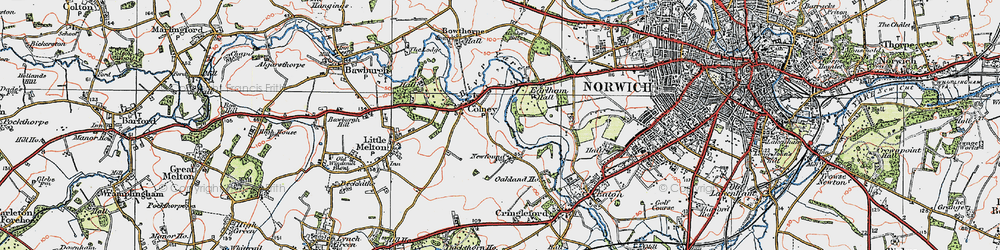 Old map of Colney in 1922