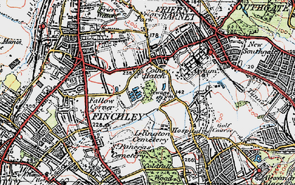 Old map of Colney Hatch in 1920