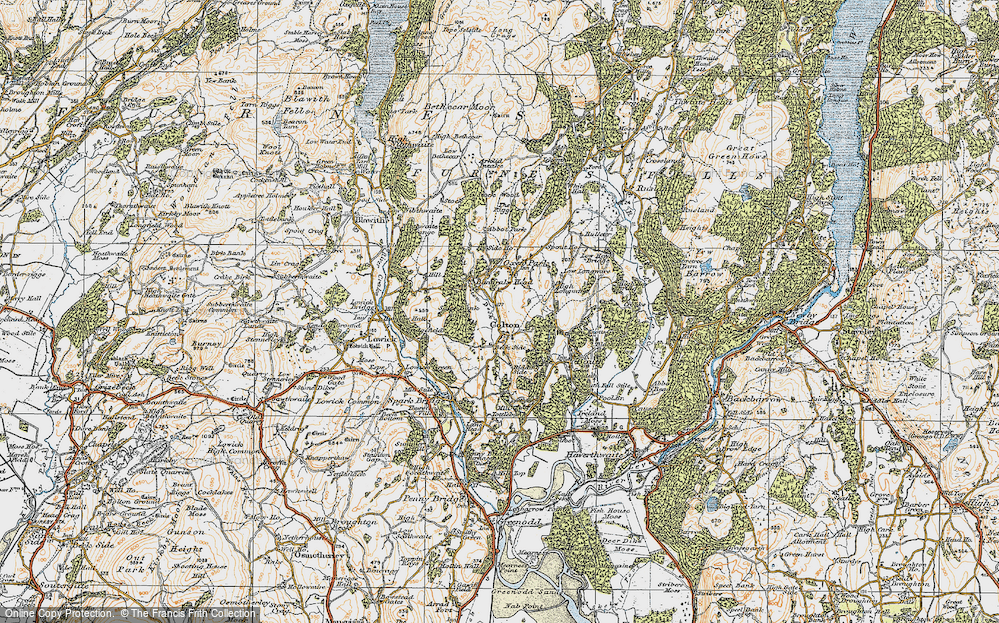 Old Map of Historic Map covering Burn Knott in 1925