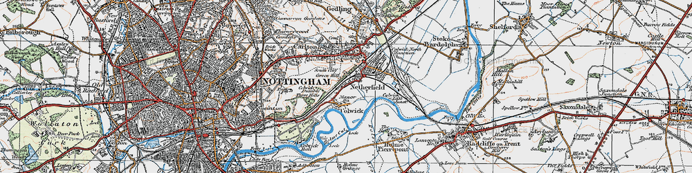 Old map of Colwick in 1921