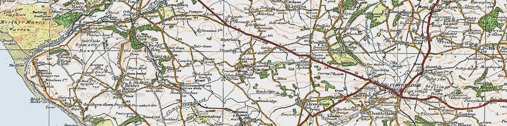 Old map of Colwinston in 1922