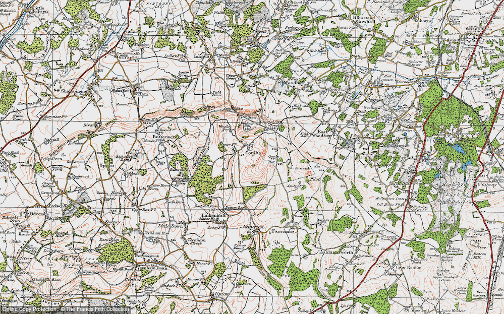 Old Map of Combe, 1919 in 1919