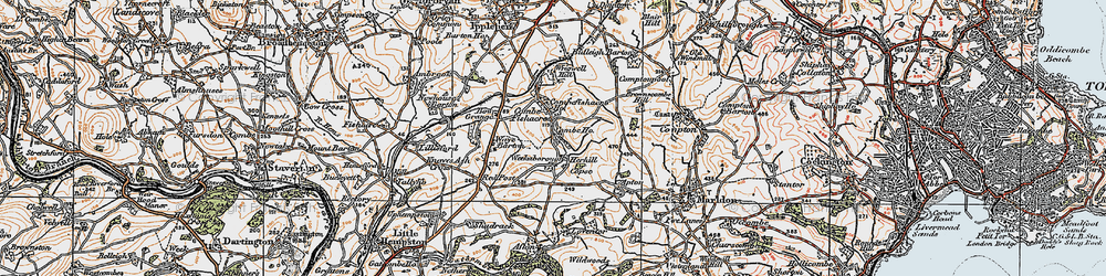 Old map of Combe Fishacre in 1919