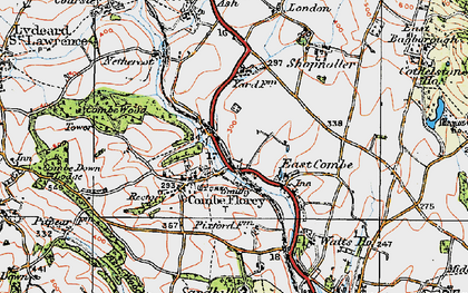 Old map of Combe Florey in 1919