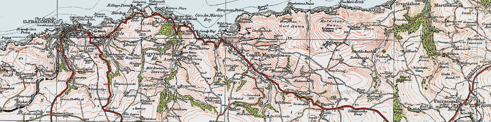 Old map of Combe Martin in 1919