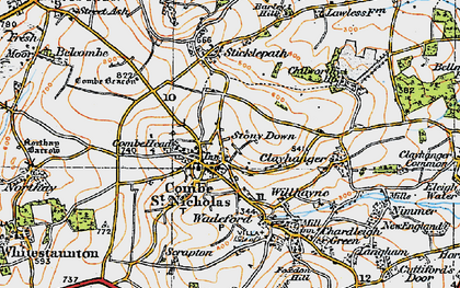 Old map of Combe St Nicholas in 1919