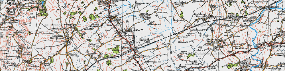 Old map of Combe Throop in 1919