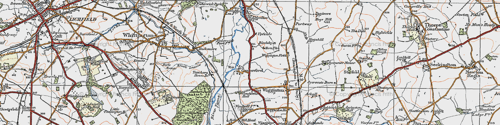 Old map of Wiggington Fields in 1921