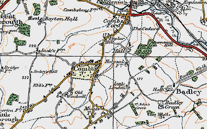Old map of Combs in 1921
