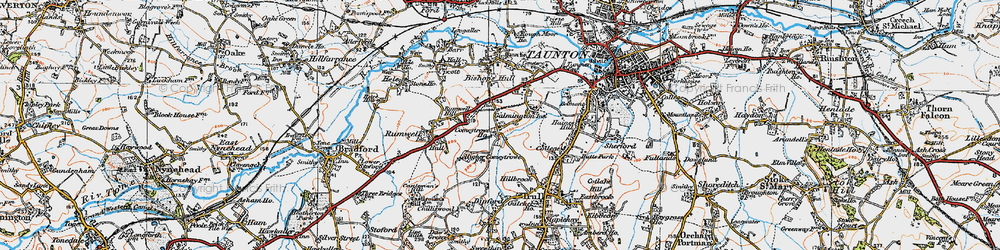 Old map of Comeytrowe in 1919