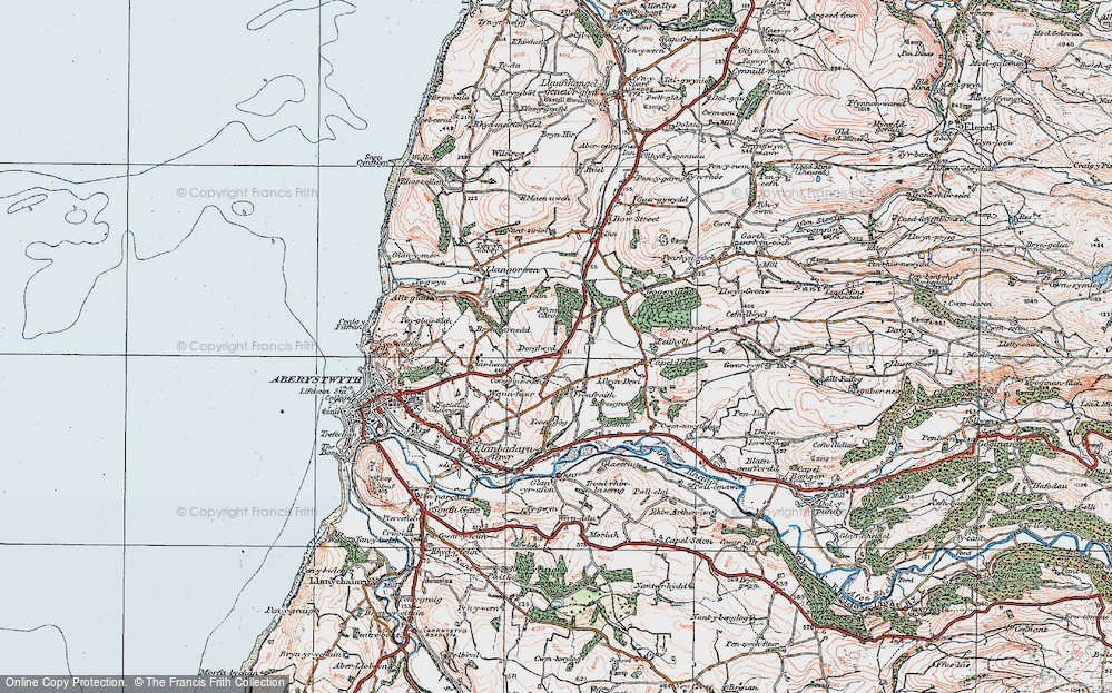 Old Map of Historic Map covering Afon Clarach in 1922