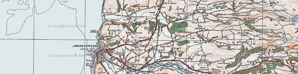 Old map of Afon Clarach in 1922
