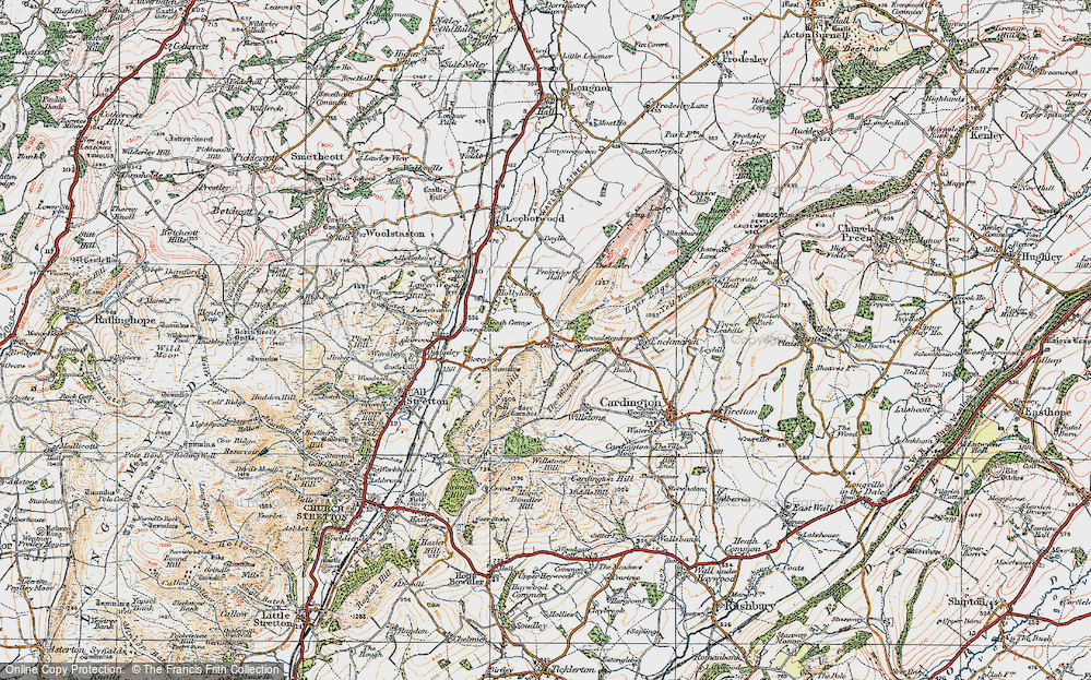 Old Map of Historic Map covering Lawley, The in 1921