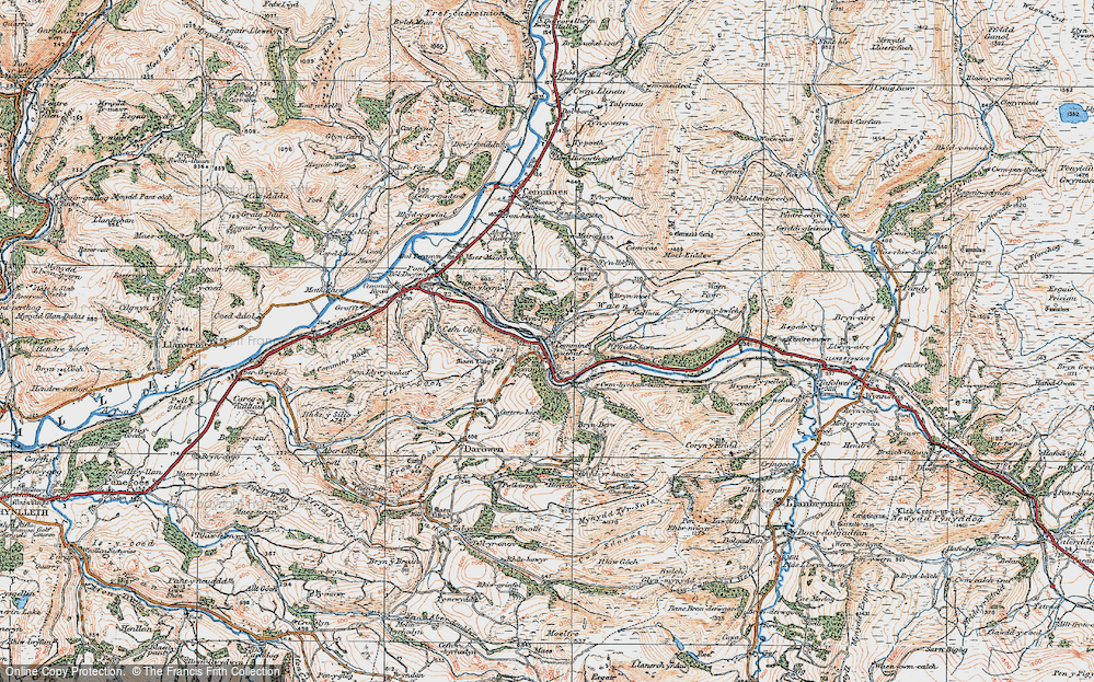 Old Map of Historic Map covering Brynderw in 1921
