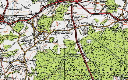 Old map of Mereworth Woods in 1920