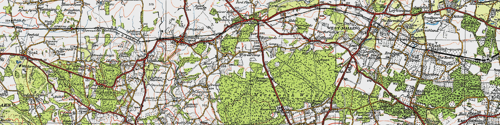 Old map of Mereworth Woods in 1920
