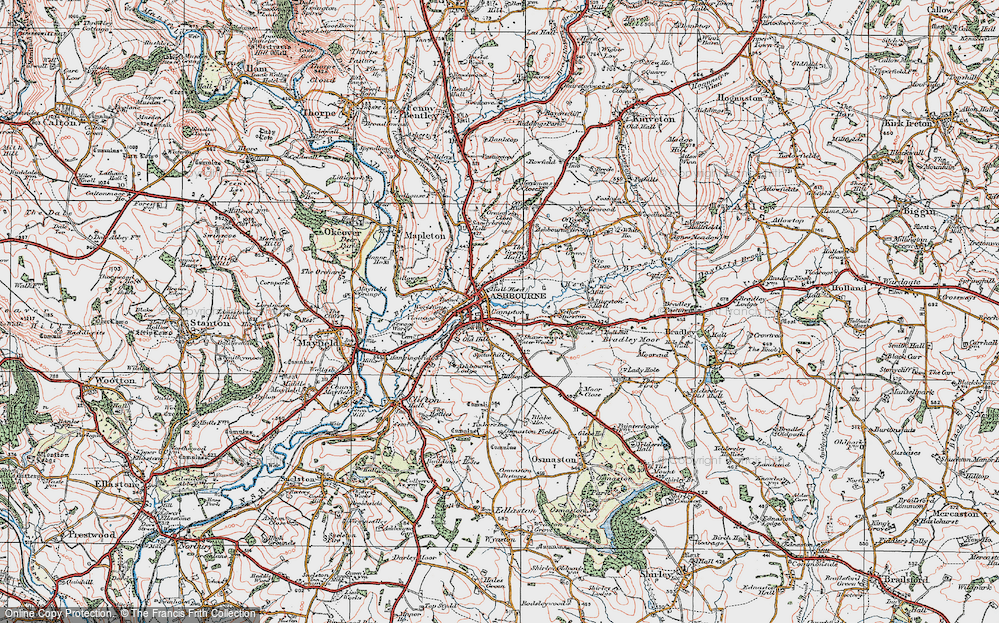 Old Map of Historic Map covering Ashbourne Green in 1921