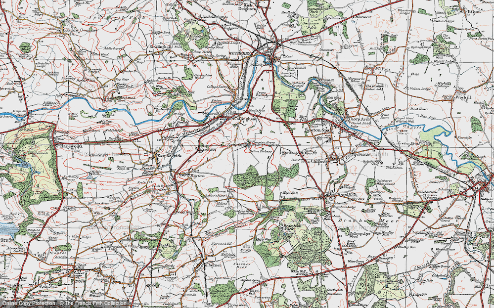 Old Map of Historic Map covering Wothersome in 1925