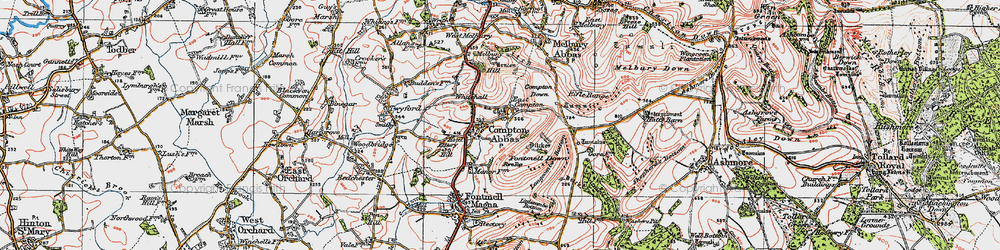 Old map of Compton Abbas in 1919