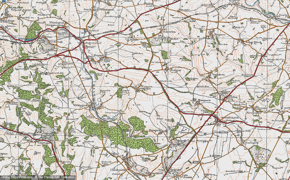 Old Map of Compton Abdale, 1919 in 1919
