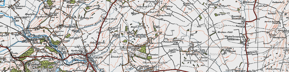 Old map of Compton Bassett in 1919