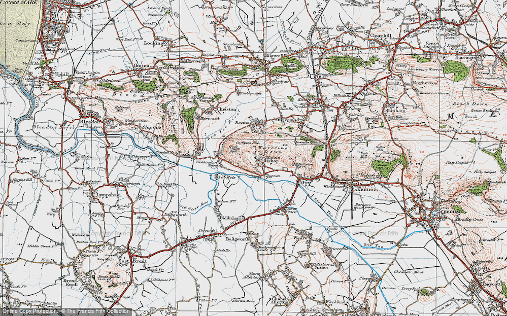 Old Map of Compton Bishop, 1919 in 1919