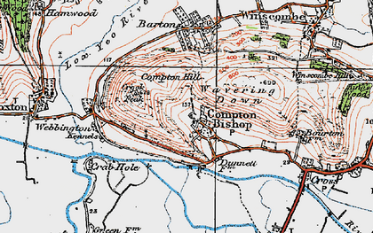 Old map of Compton Bishop in 1919