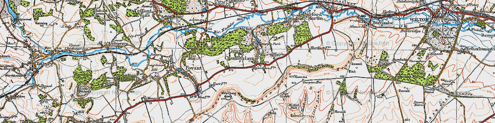 Old map of Compton Chamberlayne in 1919