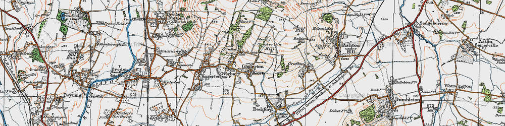 Old map of Bredon Hill in 1919