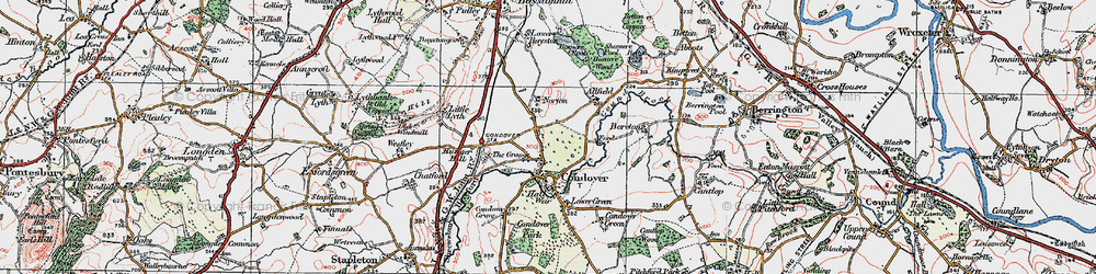 Old map of Bomere Wood in 1921