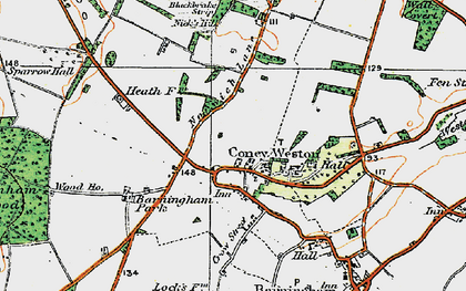 Old map of Coney Weston in 1920