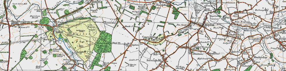 Old map of Coney Weston in 1920