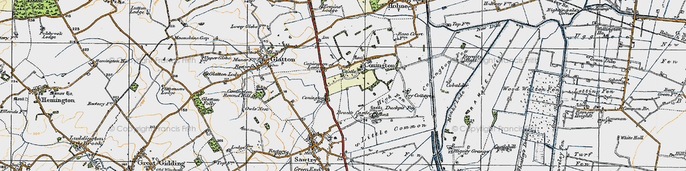 Old map of Conington in 1920