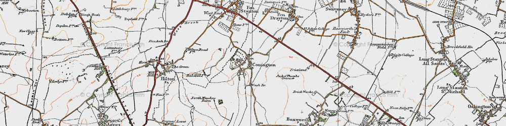 Old map of Conington in 1920