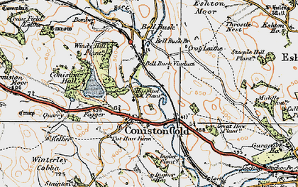 Old map of Coniston Cold in 1924