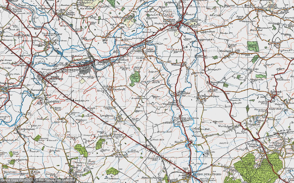 Old Map of Historic Map covering Milton Keynes in 1919