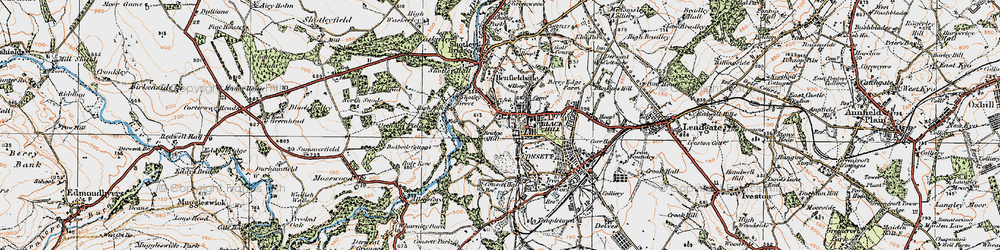 Old map of Consett in 1925