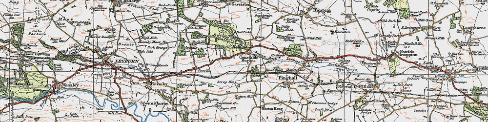 Old map of Constable Burton in 1925