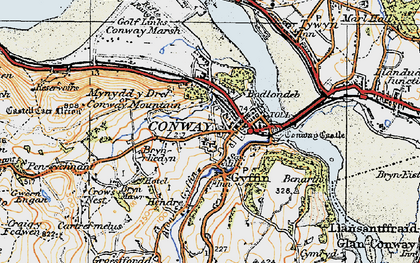 Old map of Conwy in 1922