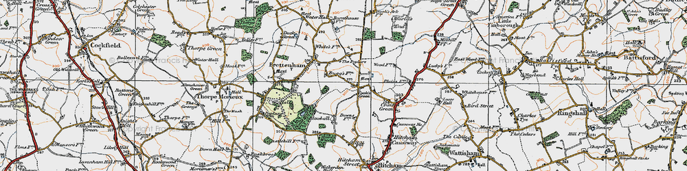 Old map of Cook's Green in 1921