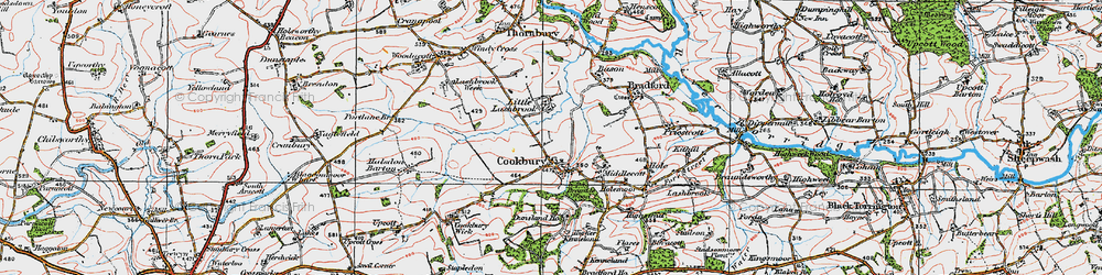 Old map of Cookbury in 1919