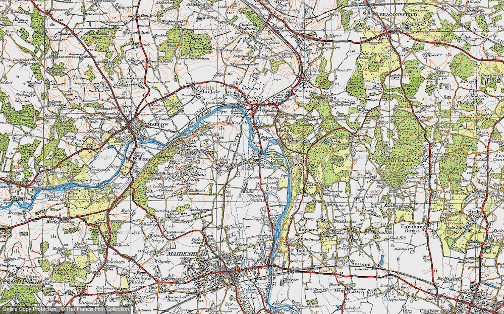 Old Map of Historic Map covering Widbrook Common in 1919