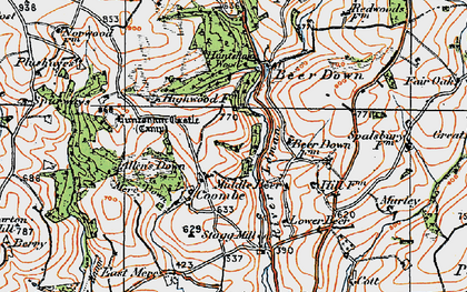 Old map of Beer Down in 1919