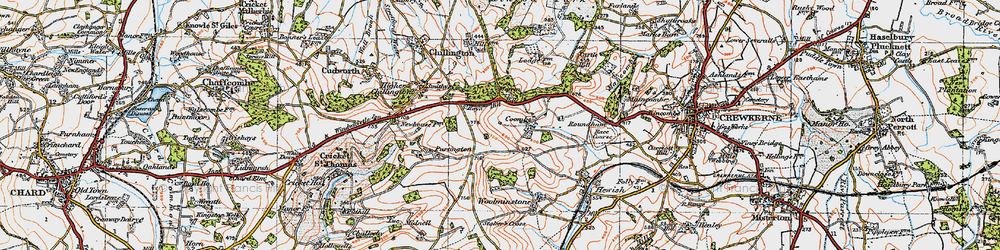 Old map of Coombe in 1919