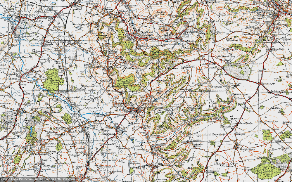 Old Map of Historic Map covering Wimley Hill in 1919
