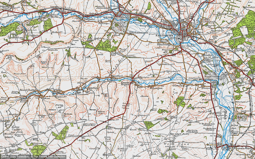 Old Map of Coombe Bissett, 1919 in 1919